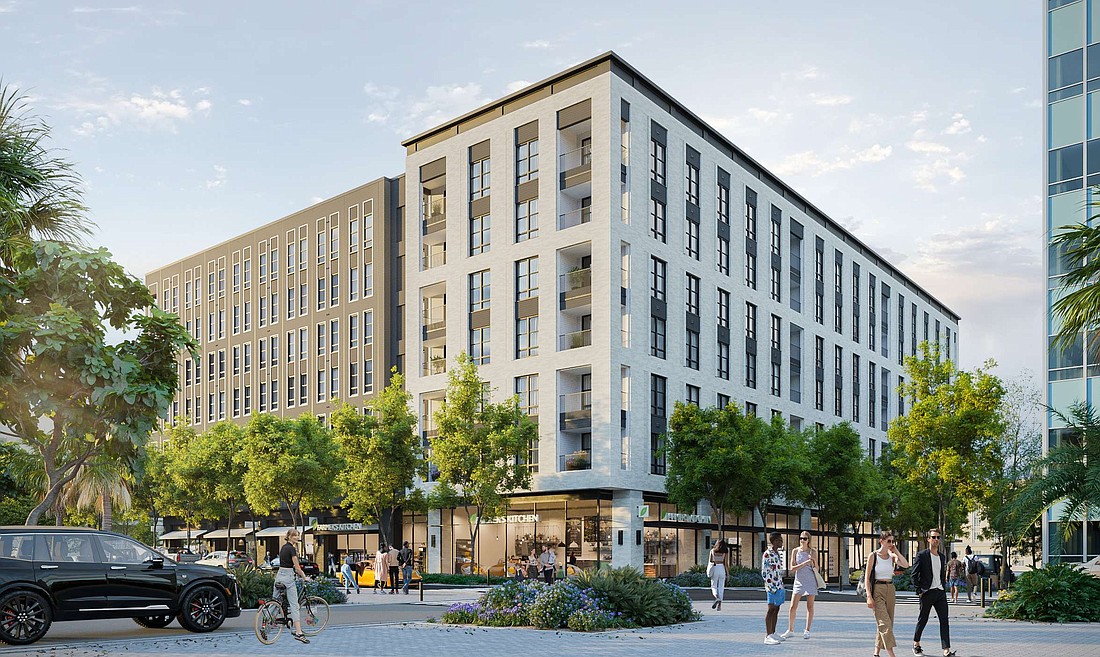 Block N11 comprises a seven-story, 21,000-square-foot mixed-use building with ground-floor retail and 205 residential units.