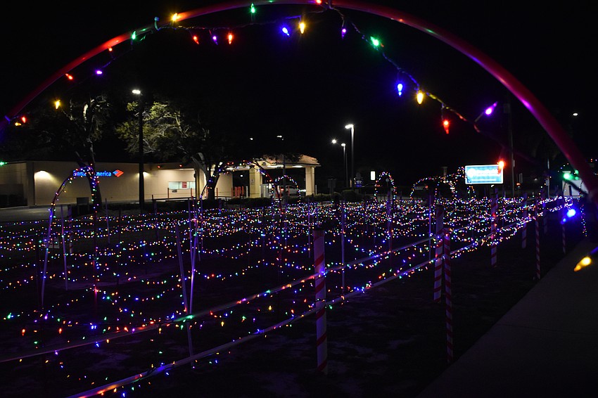 A maze of lights was featured outside the church.