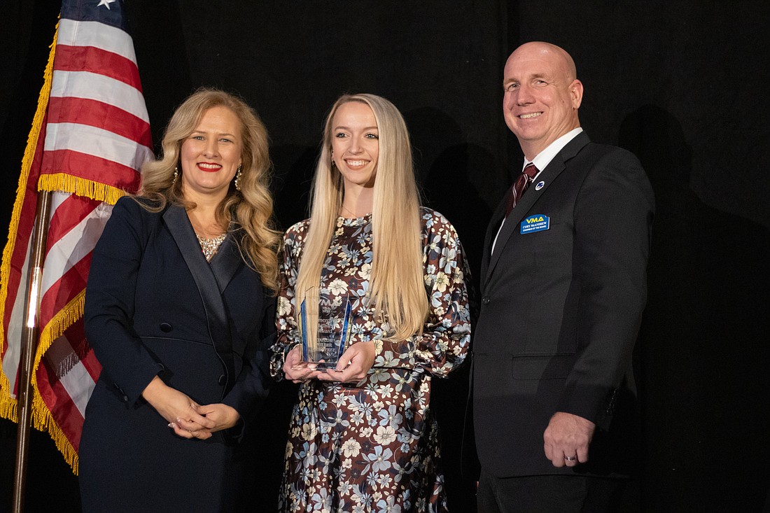 Volusia Manufacturers Association President and CEO Jessica Lovatt, Germfree Chief of Staff Taylor Miller and VMA Chairman Cory McAndrew. Courtesy photo
