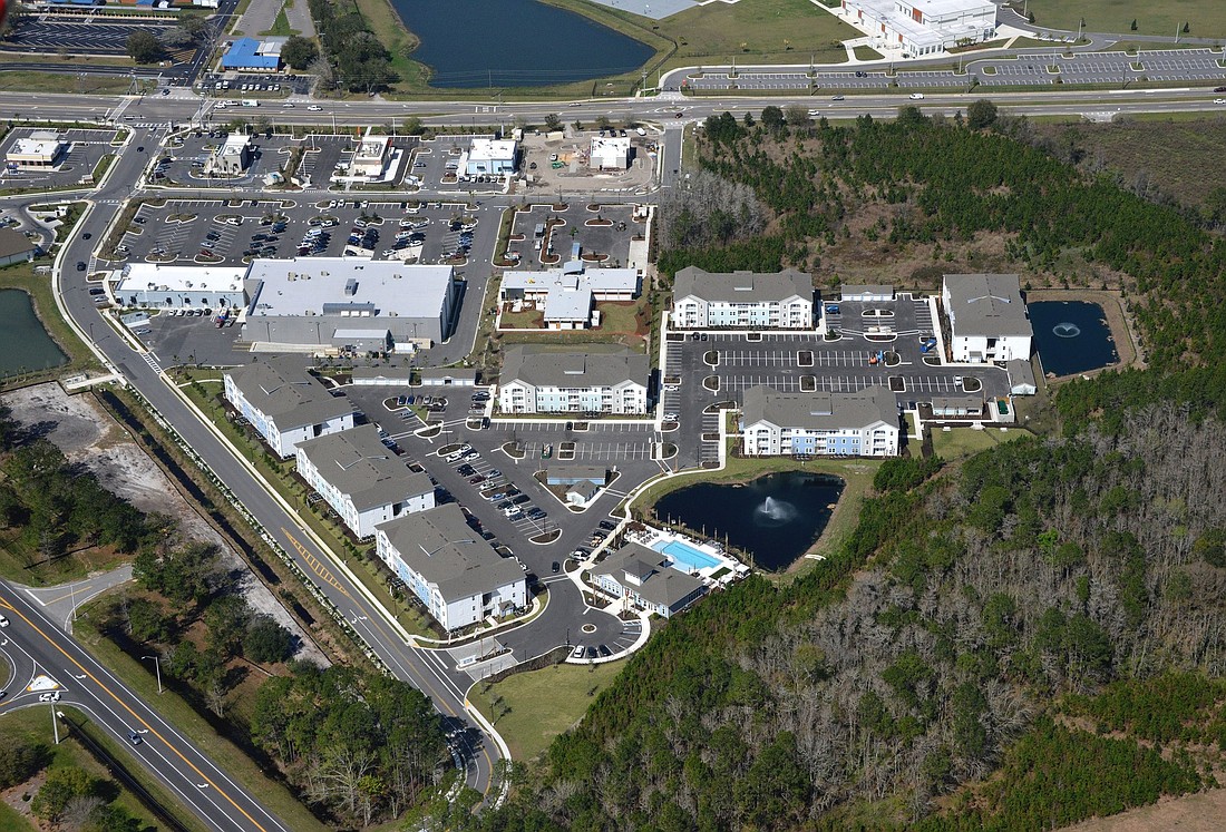 An aerial view of Camellia World Commerce Center apartments at 50 Palma Vista Way in St. Augustine.