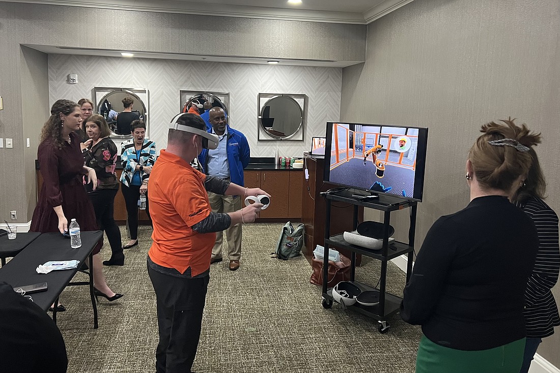 A former Easterseals client uses the VR technology.