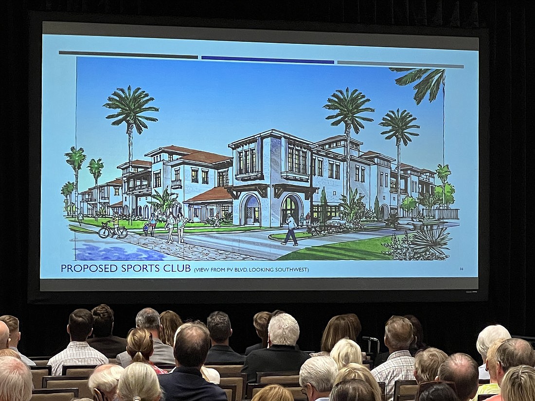 A slide shown at the Ponte Vedra/Palm Valley Architectural Review Committee meeting Sept. 6 shows the proposed sports club at the Ponte Vedra Inn & Club. It was one of many multi-hour meetings about the plans for the club.