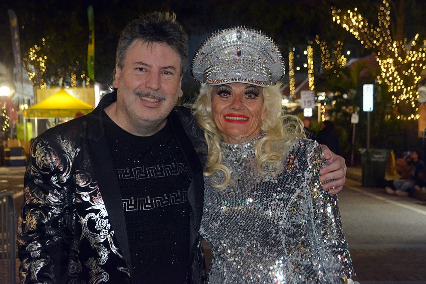 Sarasota residents Mike Stanford and Cha-Cha Sunshine celebrate New Year's Eve in style.