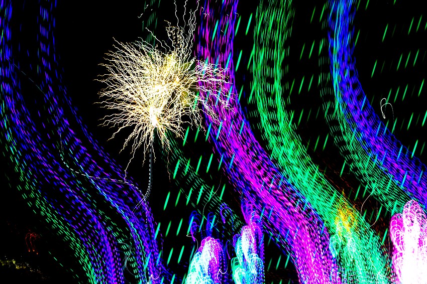 Lights in Bloom together with fireworks launched over Sarasota Bay made beautiful light paintings until 12:07 a.m. Jan. 1, 2024.