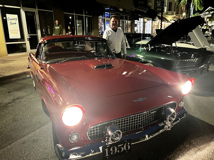 Lakewood Ranch's Dave Terricciano shows off his 1956 Ford Thunderbird, which he's owned for 14 years. Terricciano participates in the car show on Main Street at Lakewood Ranch every month.