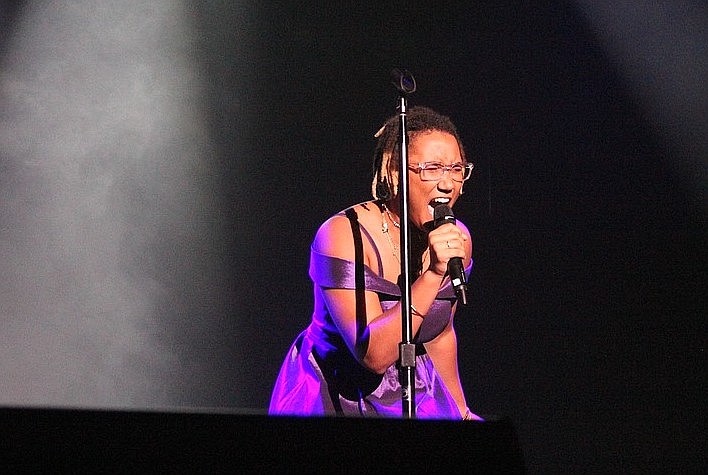 K'imani Gervin-McCoy sings "I have Nothing" by Whitney Houston at the Flagler Youth Talent Show on May 26, 2023, at the Fitzgerald Performing Arts Center. File photo by Brian McMillan