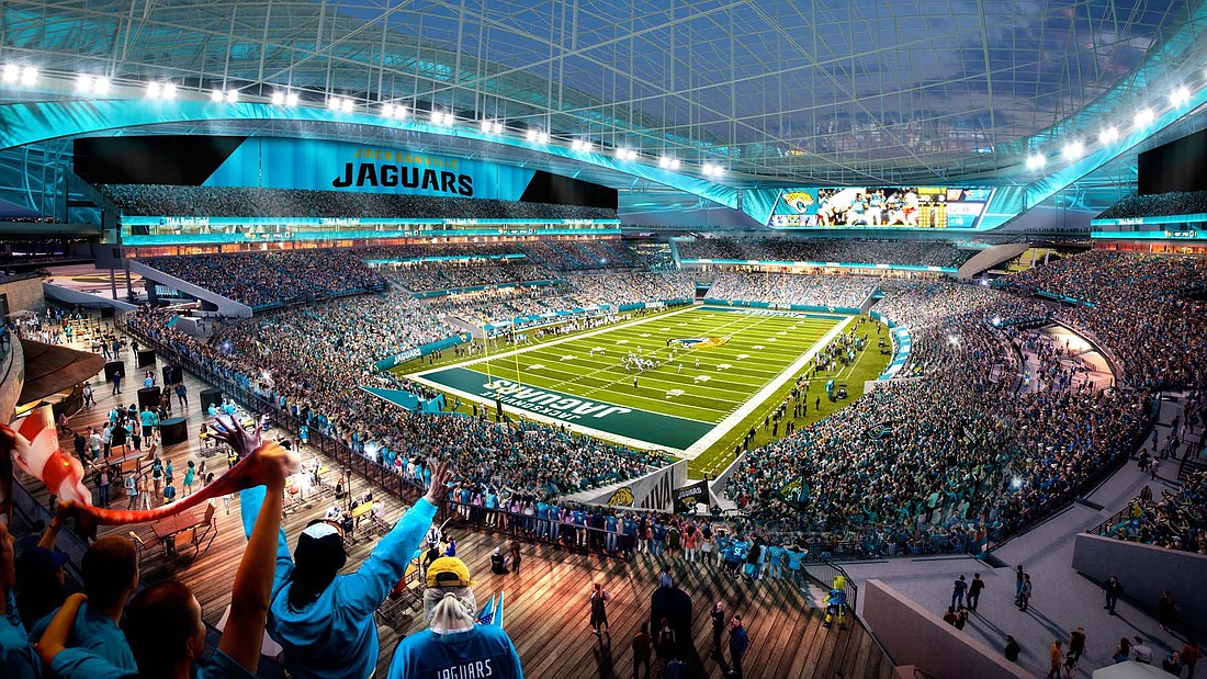 An endzone view at the Jacksonville Jaguars Stadium of the Future.