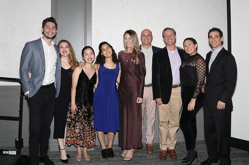 Justin Senior, Bianca Manos, Linke Zhou, Alma Halfon, Ashley and Tim Gruters, Clint and Amanda Mallard, and Andrew Grossman