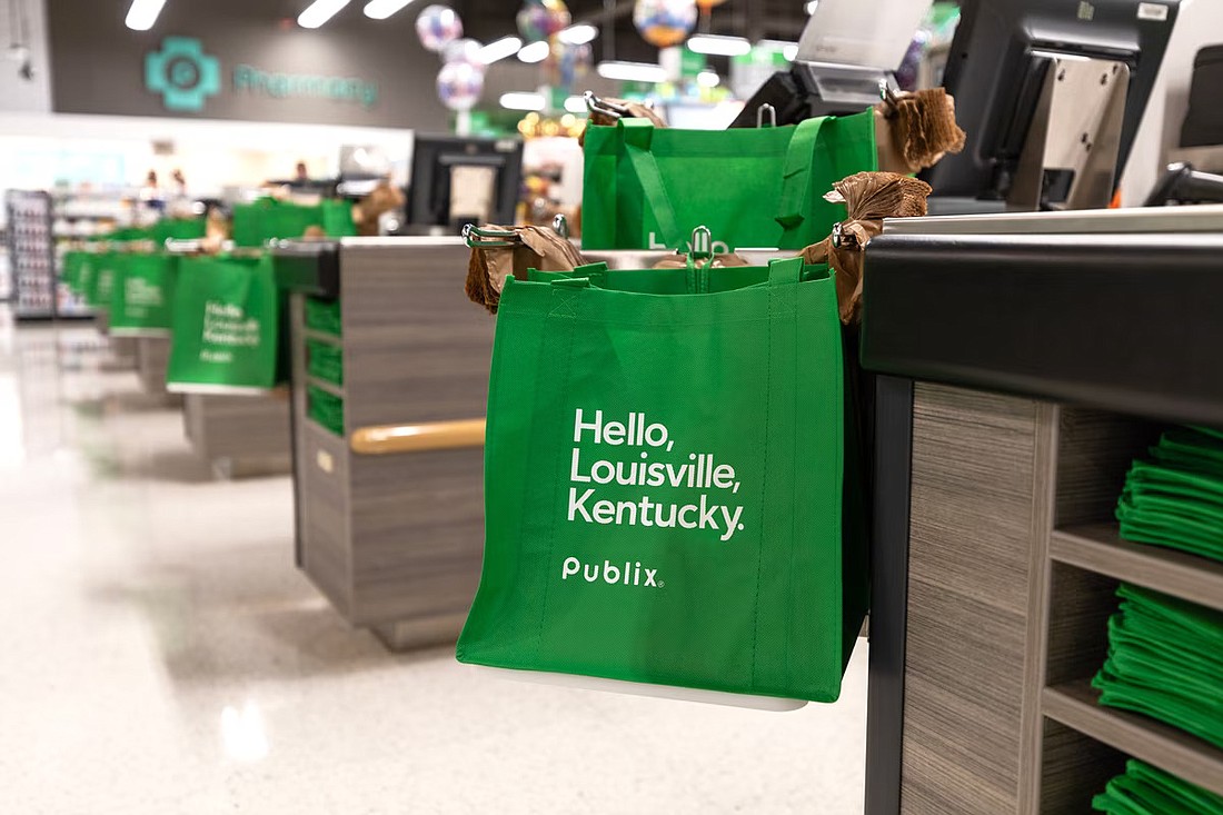 Publix reusable bags at the first Kentucky store in Louisville.