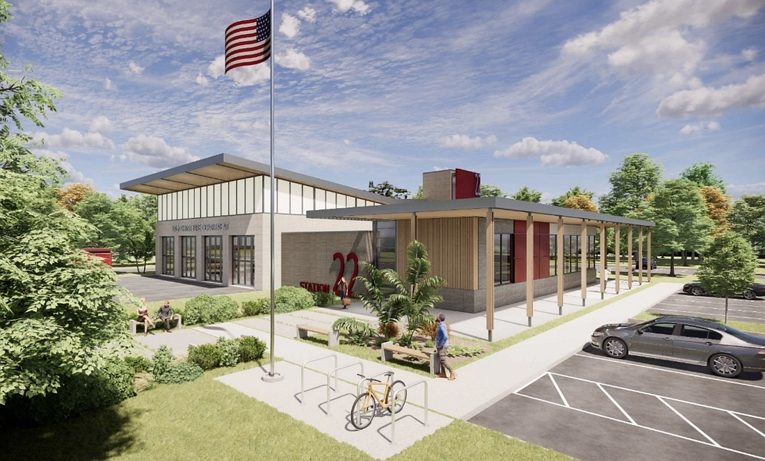 A preliminary design rendering of a new Fire Station 22. Image courtesy of Palm Coast