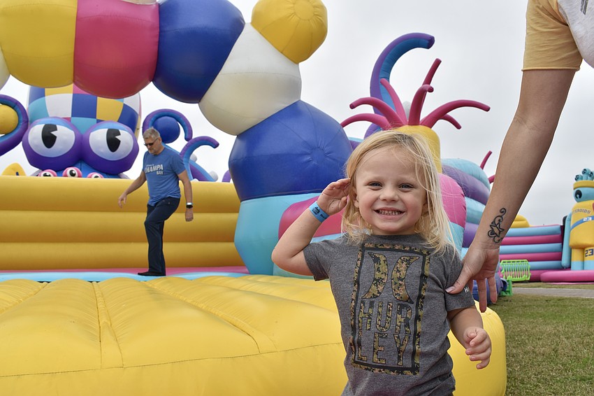 The bounce houses shut down due to high winds, but Bradenton resident Brody Pawelkoski, 3, got a quick bounce in beforehand.