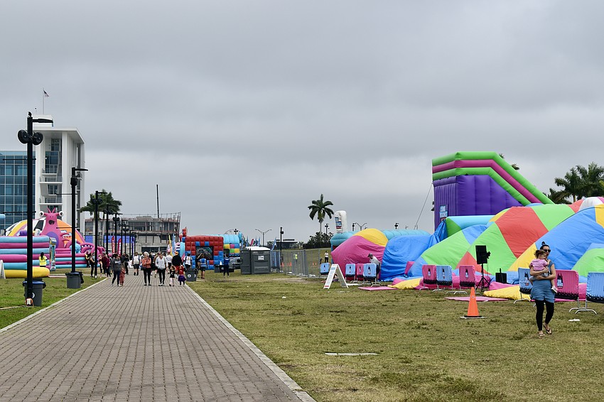 The Big Bounce America stops bouncing about 10 minutes in on opening day because of 20 mph gusts of wind.