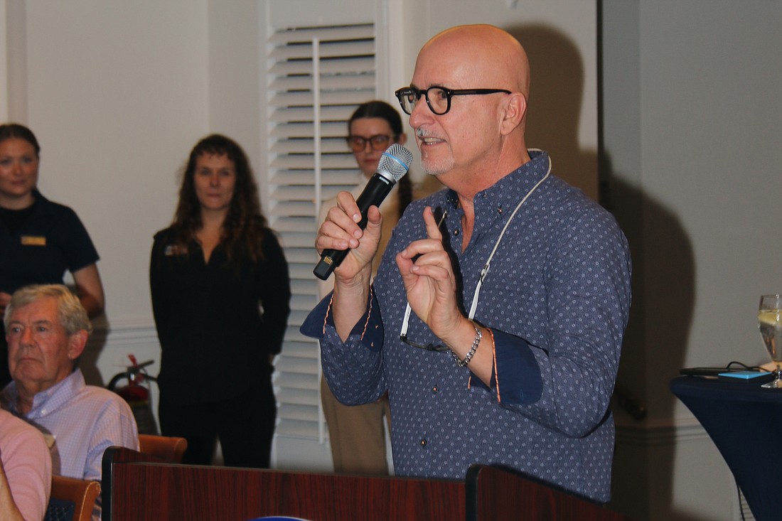 Robert Gaglio addresses the audience at Bird Key Yacht Club.