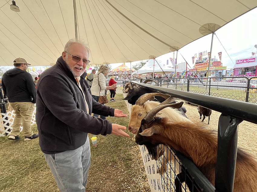 Sarasota's Steven Estomin feeds as many goats as he can.