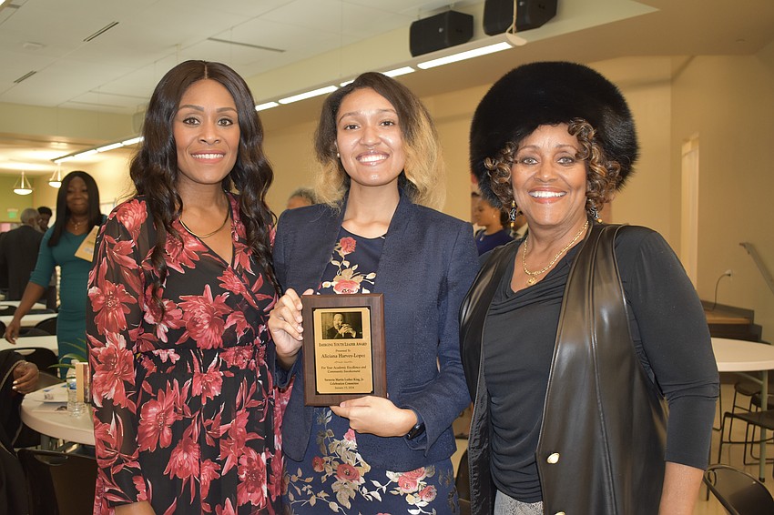 Nurisha Harvey; her daughter Aliciana Harvey-Lopez, recipient of the Emerging Youth Leader Award and her mother Karimu Hill-Harvey.