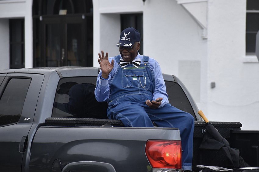 Former Sarasota mayor Willie Charles Shaw waves to viewers of the walk.