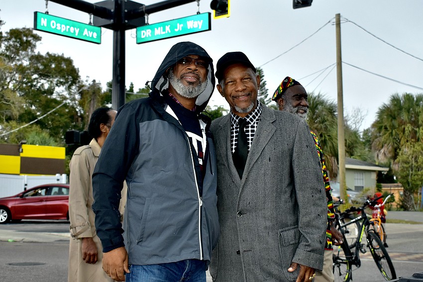 Rev. Patrick Miller and Rev. Wesley Tunstall Jr. at the intersection of N. Osprey Ave. and Dr. Martin Luther King Jr. Way.