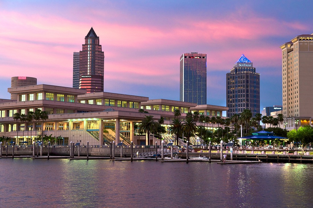 The Tampa Convention Center and Riverwalk.