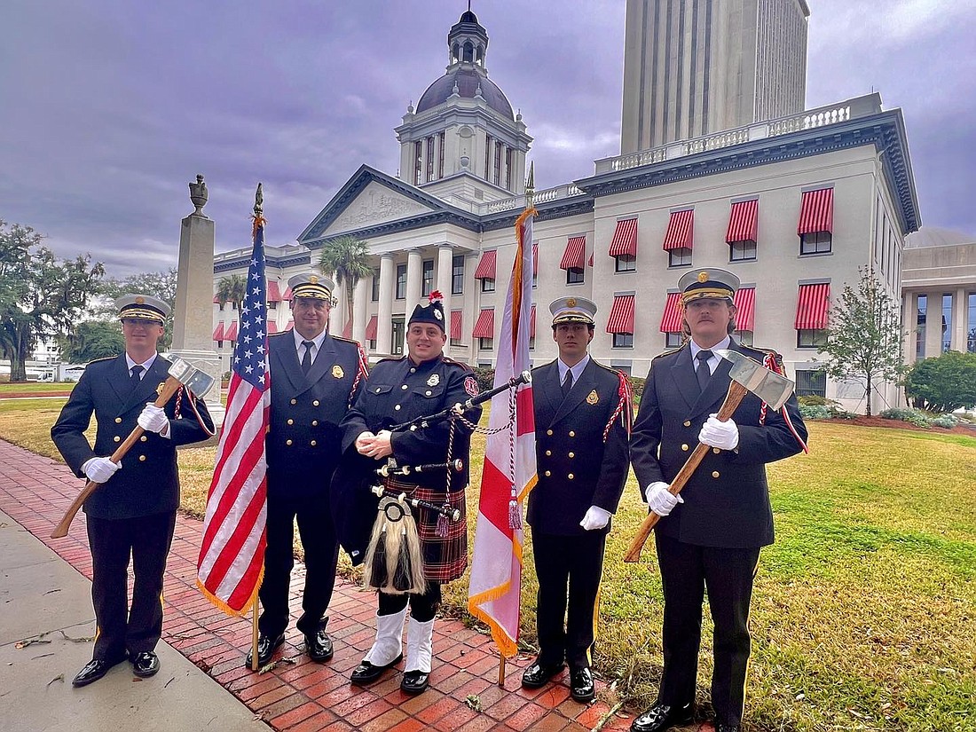 The Palm Coast Fire Department Honor Guard at Florida's Capitol building. Photo courtesy of Palm Coast