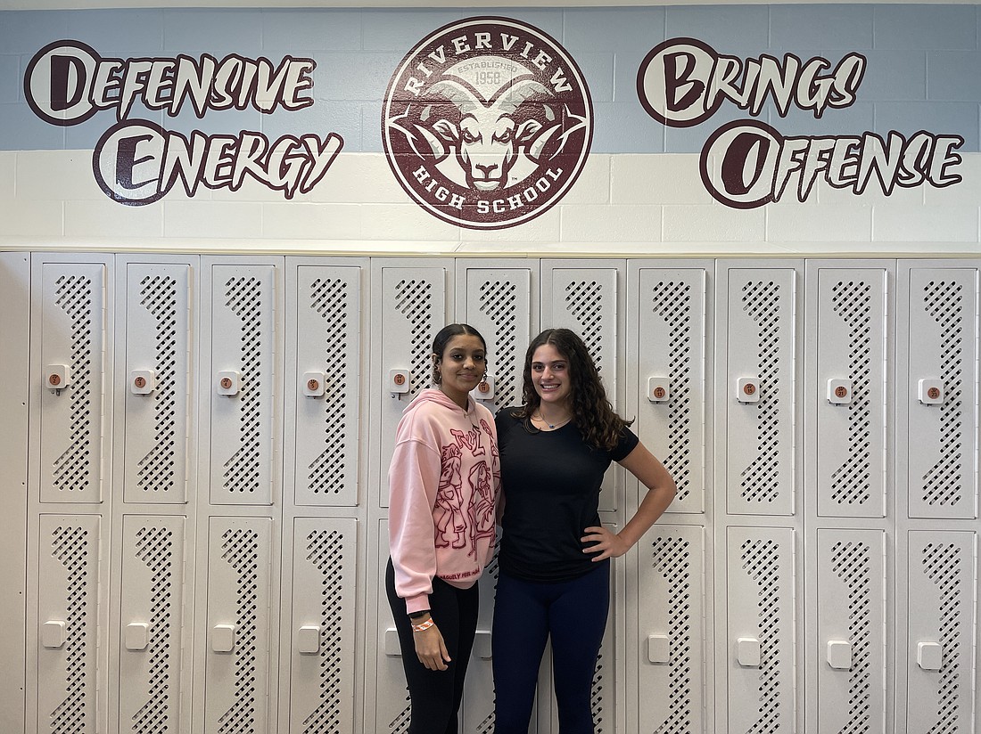 Junior Kyrsten Montas and freshman Ava Nono embrace Riverview High girls basketball's "Defensive energy brings offense" philosophy.