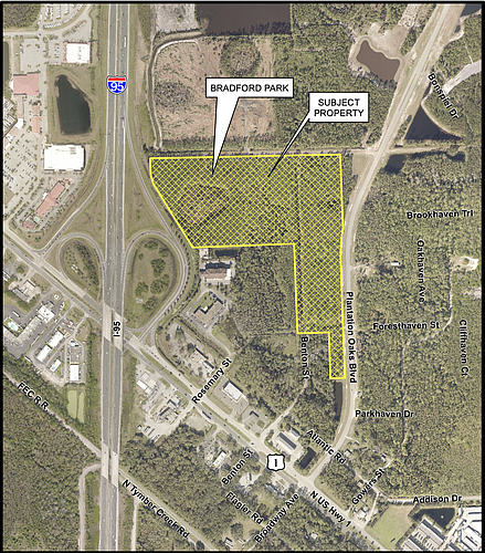 Bradford Park will be composed of 180 townhomes. Map courtesy of the city of Ormond Beach