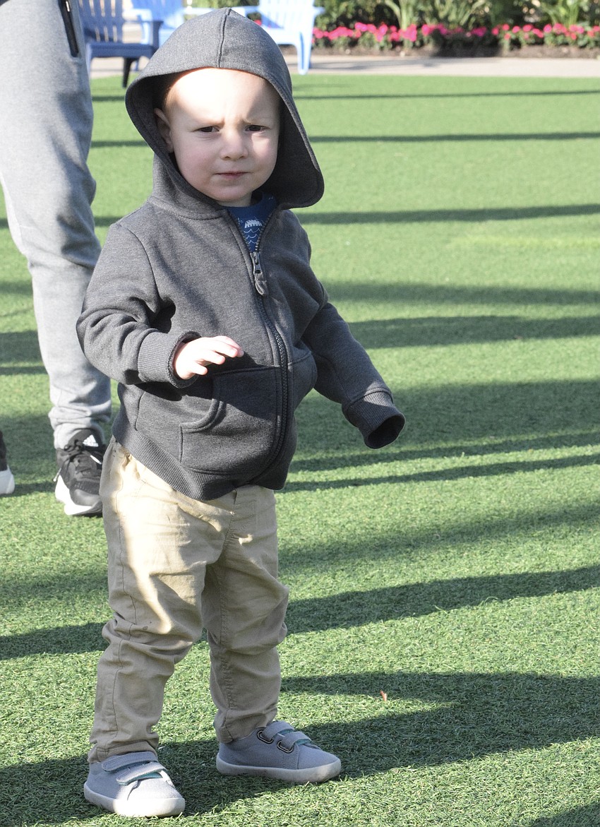 Sarasota 2-year-old Jak Kieffaber pauses for a moment before getting back to busting a move.