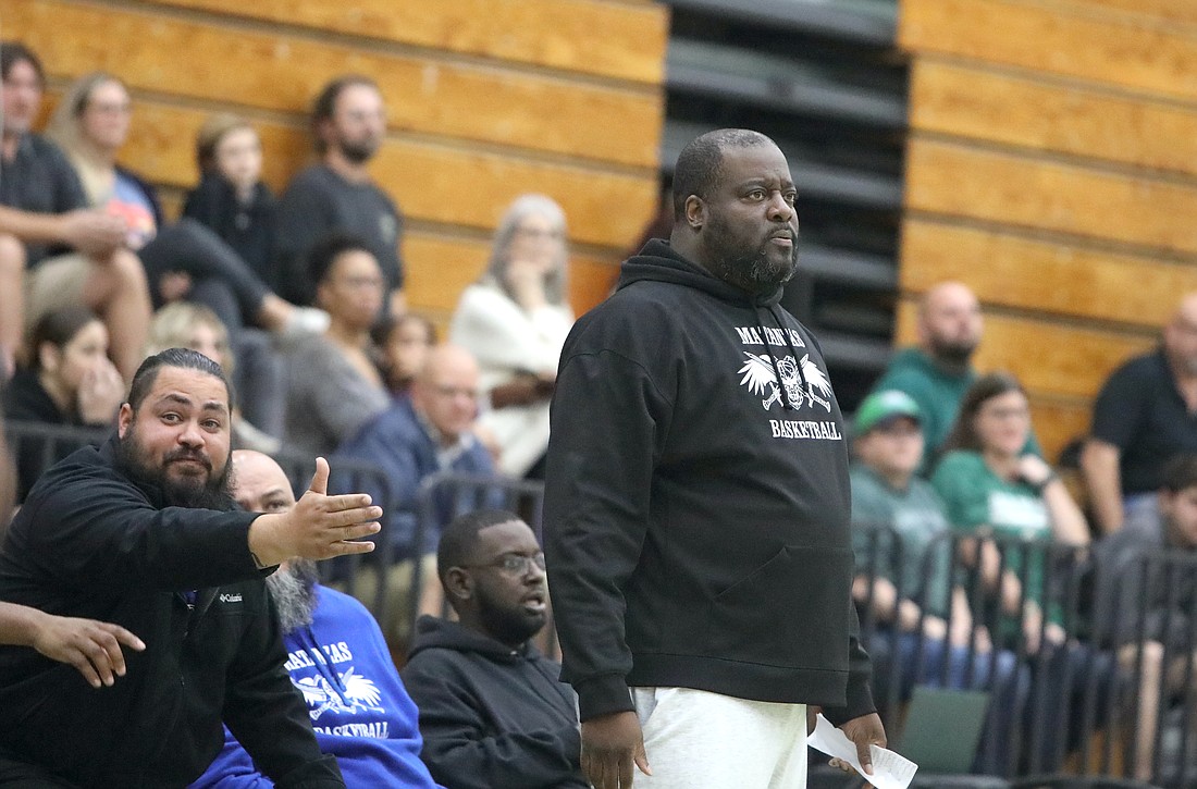 Matanzas coach Henry Robinson watches his team. Photo by Brent Woronoff