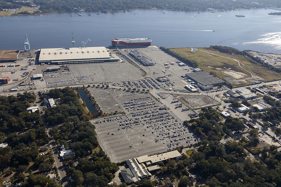 Southeast Toyota Distributors is moving from this site at JaxPort's Talleyrand Marine Terminal to Blount Island. The facility, at 1751 Talleyrand Ave., will be available in 2025. The site is about 2.3 miles north of EverBank Stadium along the St. Johns River.