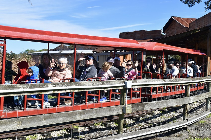The train is up and running, and the first group heads out.