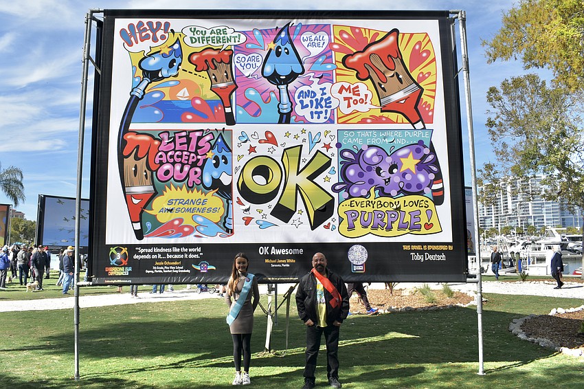 Jessie Ochsendorf, a 7th grader at Pine View School and winner of Best In Show Quotation, and artist Michael White