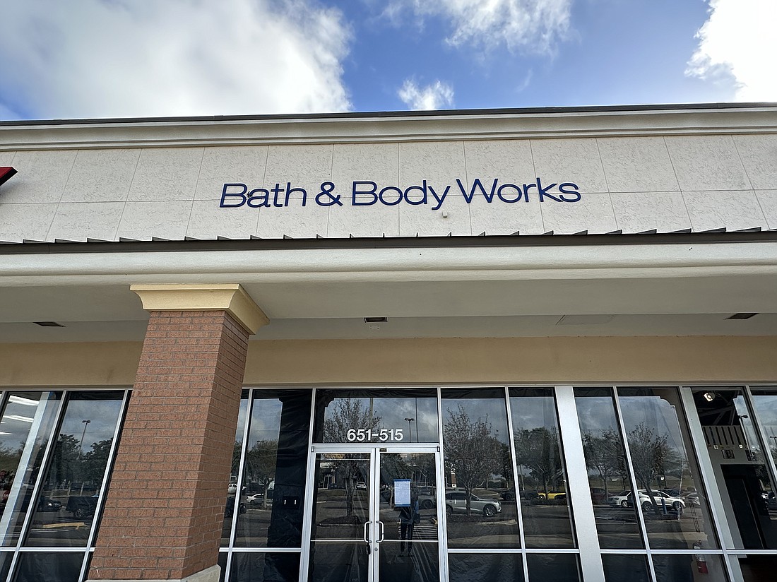 The sign is up for tenant Bath & Body Works at 651 Commerce Center Drive. The fragrance and candle retailer left nearby Regency Square Mall last year.