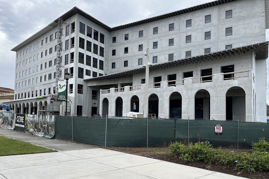 Construction continues on a new residence hall and student center being built on USF’s Sarasota-Manatee campus.