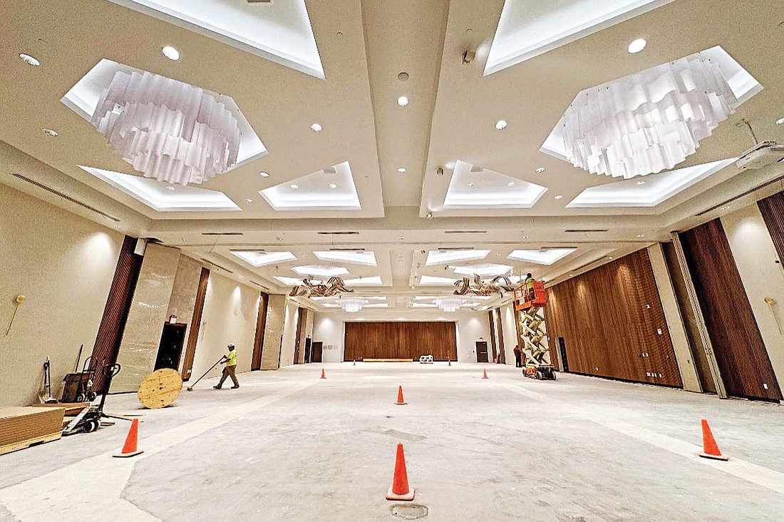 The ballroom at the Ora is 90% complete. Carpet will be installed at the end of this week.