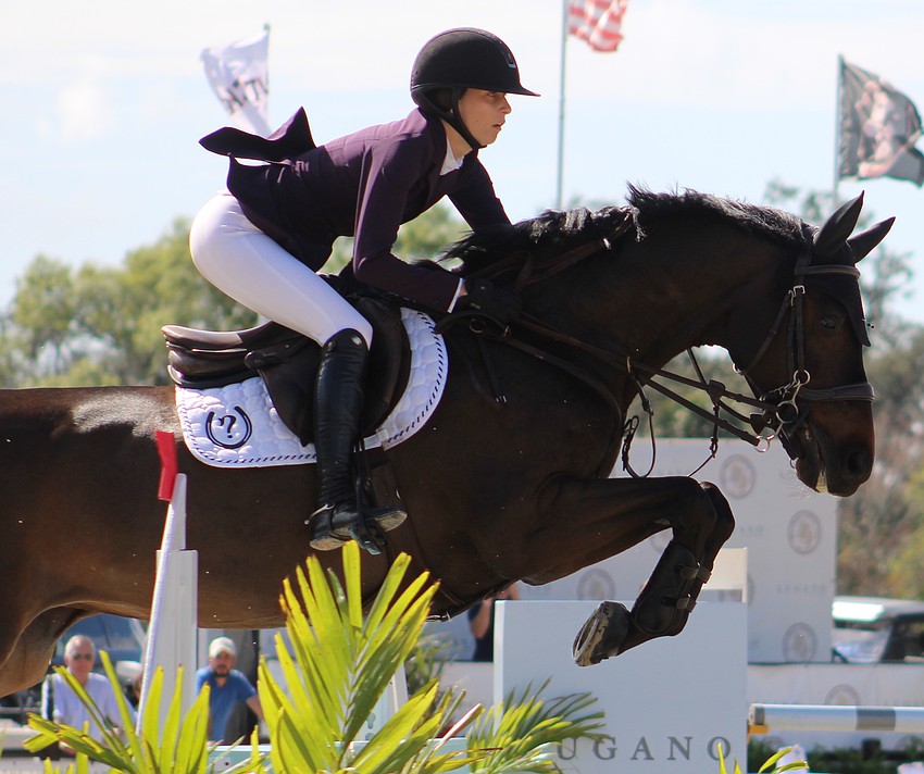 Houston's Hallie Grimes put up a clean run on Karoline of Ballmore in 46.94 but was edged by Australia's Rowan Willis in the Lugano Diamonds Grand Prix at TerraNova in Myakka Sept. 27.