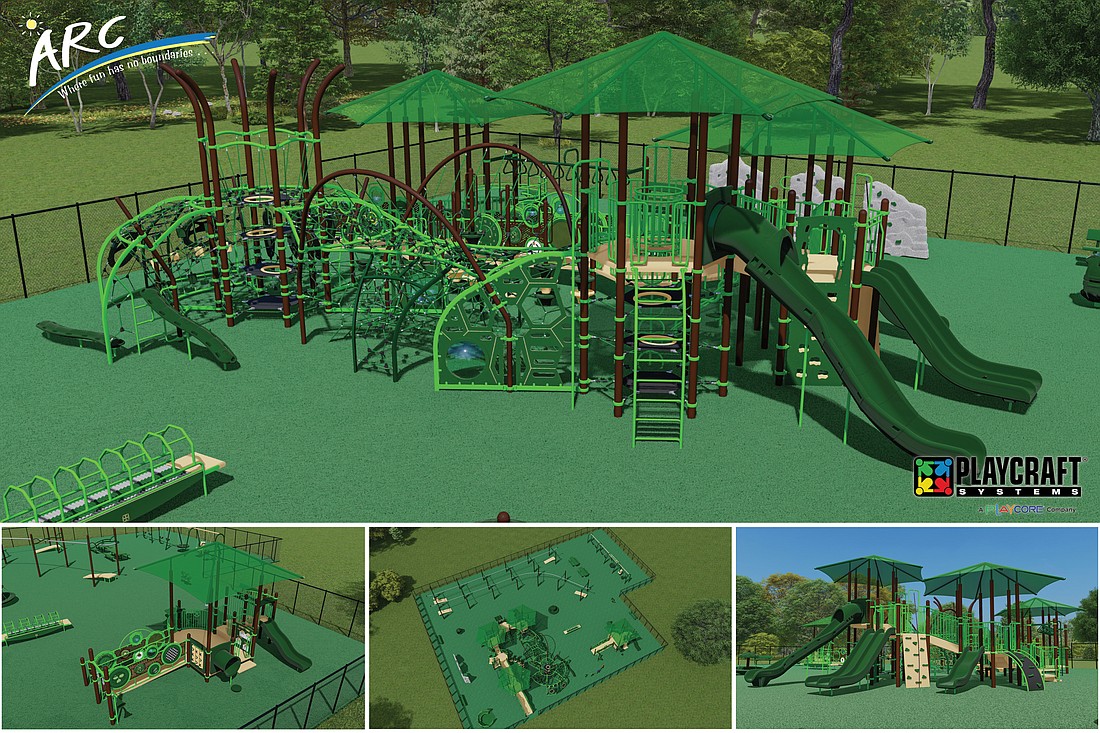 Renderings of the playground being built at Tom Bennett Park.