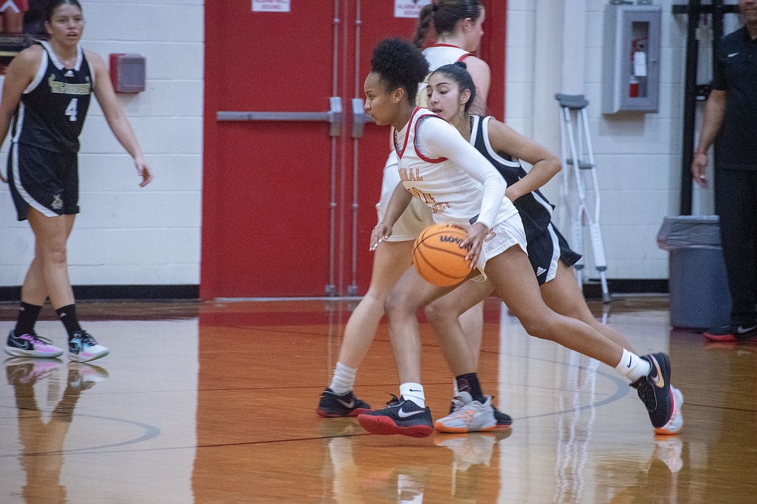 Cardinal Mooney's Bri Behn drives the lane against The Academy of Central Florida.