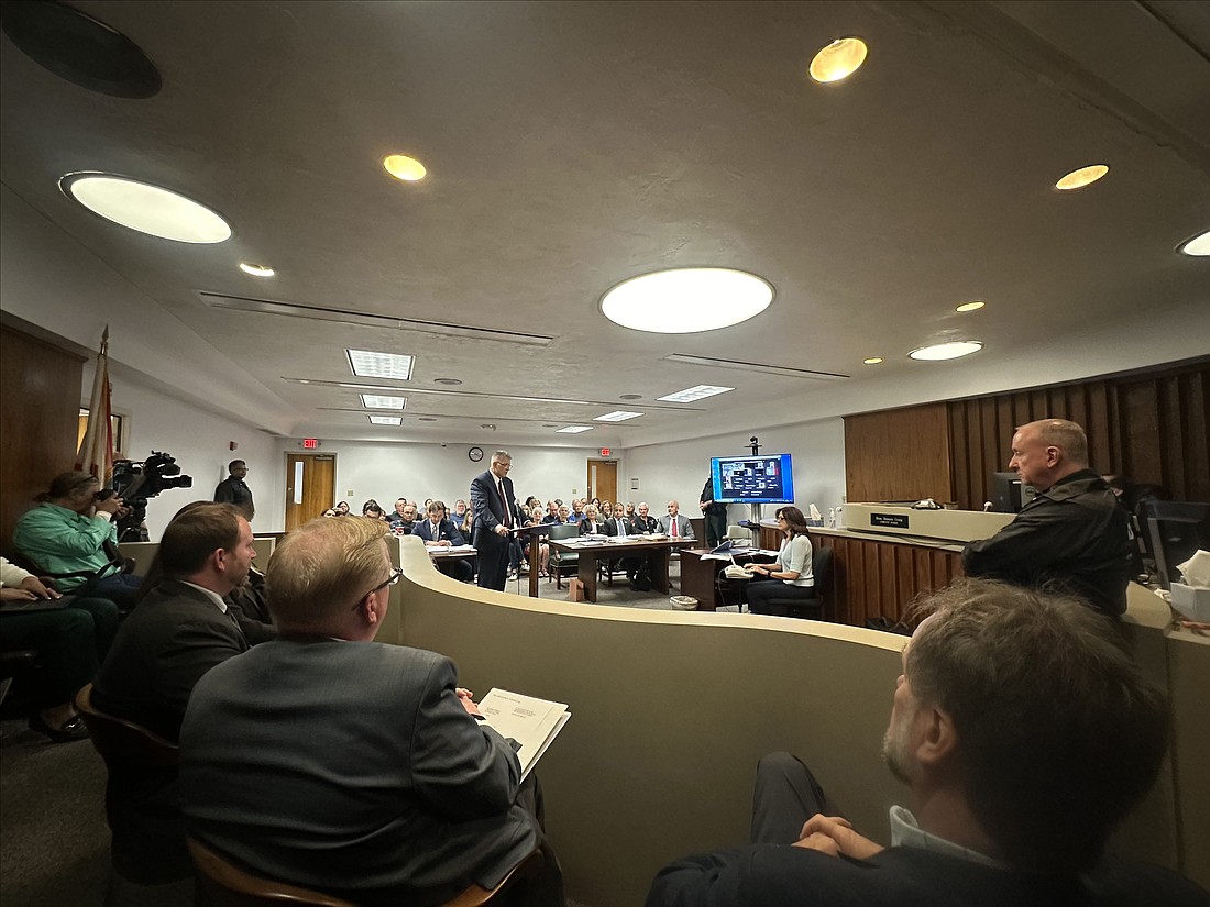 Deputy County Attorney Kevin Bledsoe speaks during a hearing on Tuesday, Jan. 30, regarding a temporary injunction for Belvedere Terminals from the county's pending moratorium. Courtesy photo