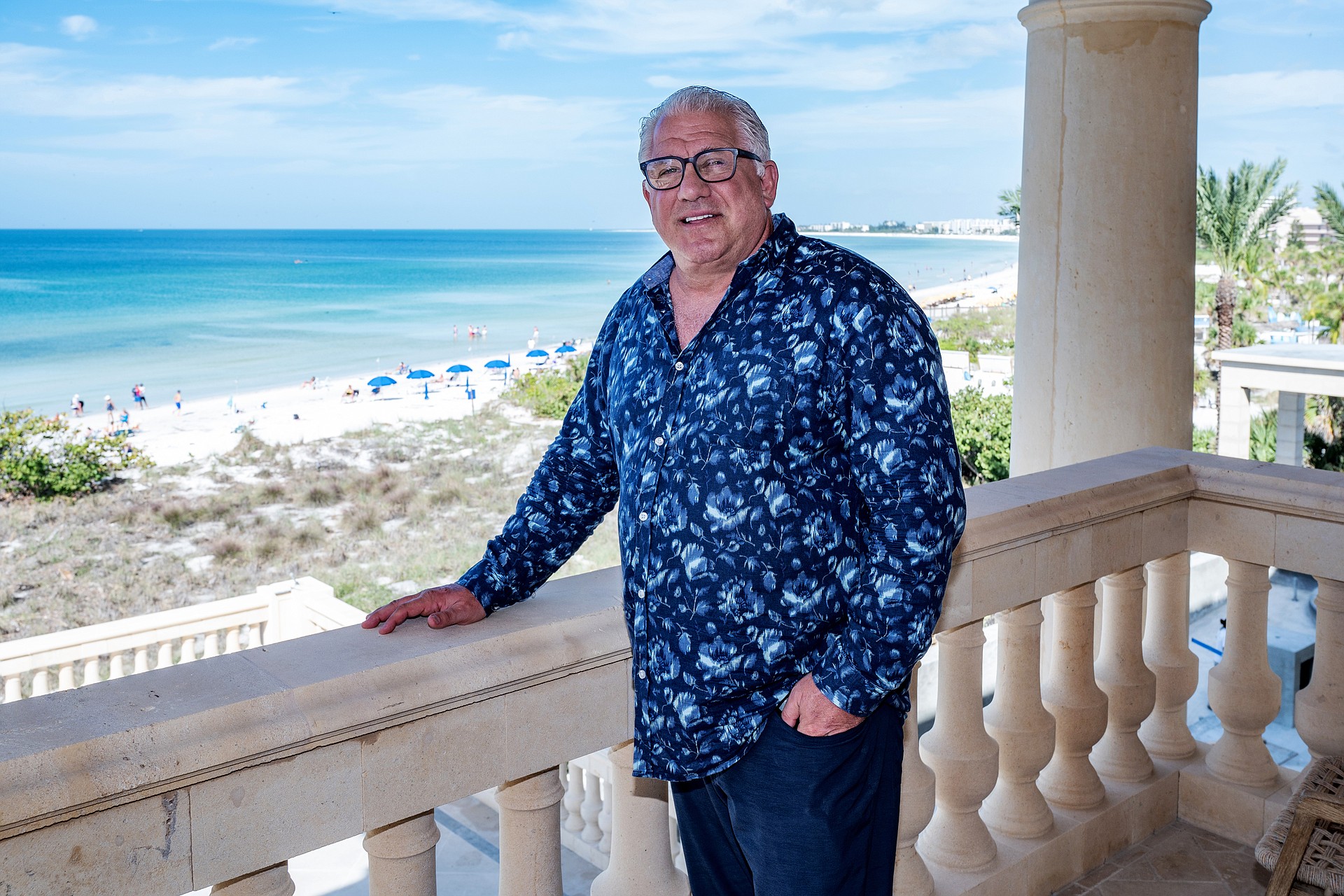 Gary Kompothecras and his family live in one of the largest houses on Siesta Key — a three-story, 13,560-square-foot estate on Point of Rocks Road.