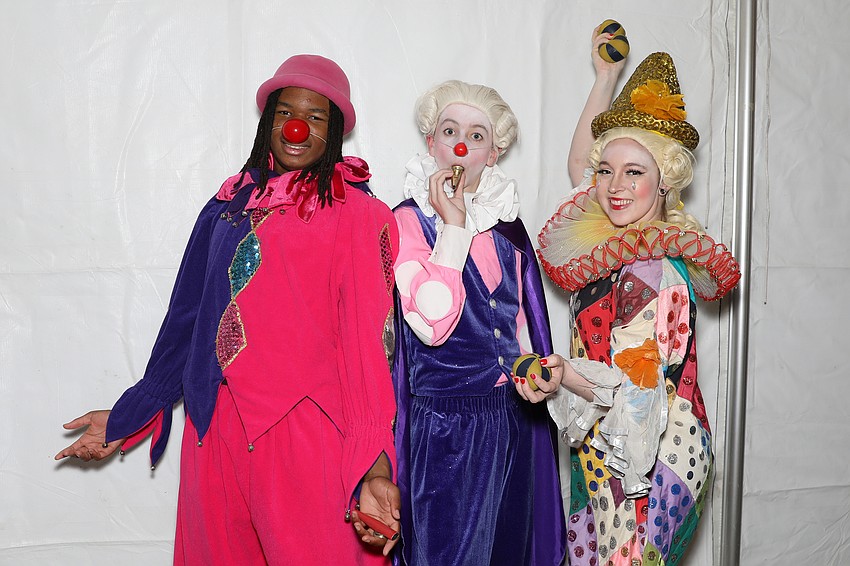 Elijah Clemons, Kepler Henry and Siena Hartzell enjoy clowning around as 350 guests enter the big top.
