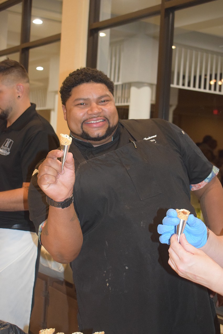 Eric Corona with a tuna poke cone