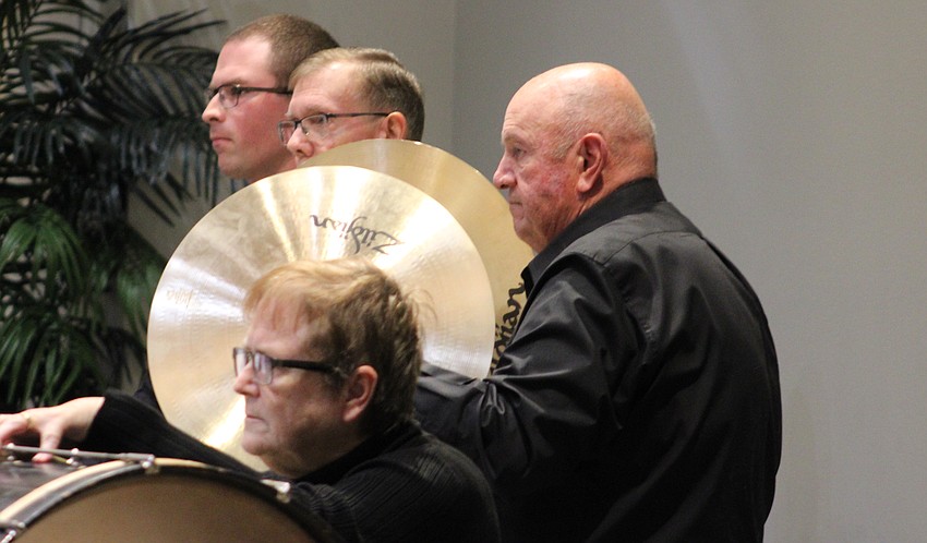 Drew Trapani awaits his turn with the cymbals.