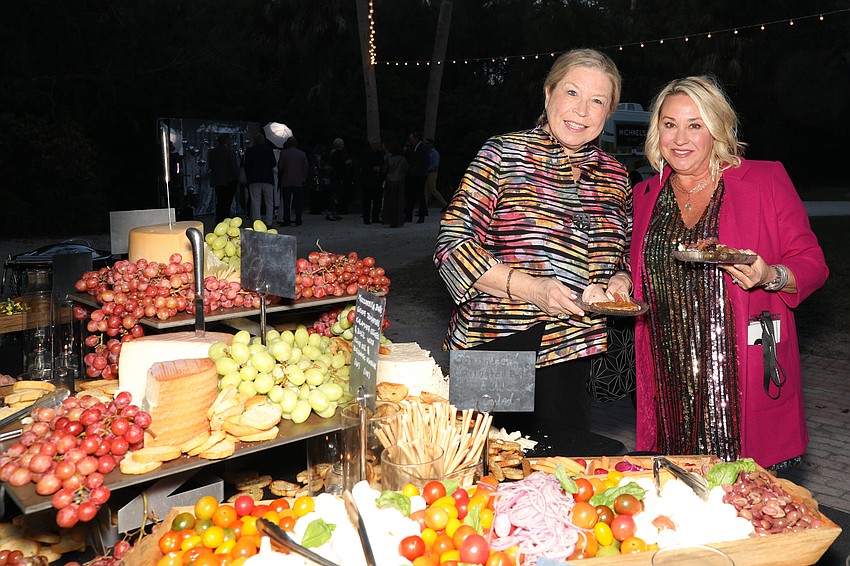 The table hors d'oeuvres provided by Michael's on East were as beautiful as the guests, including Roxanne Mitchell and Georgia Hudson.