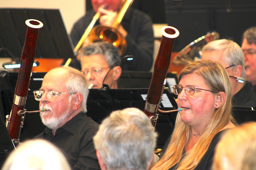 Mike DiPietro and Beth Hurlburt handle the bassoon for the Lakewood Ranch Wind Ensemble.