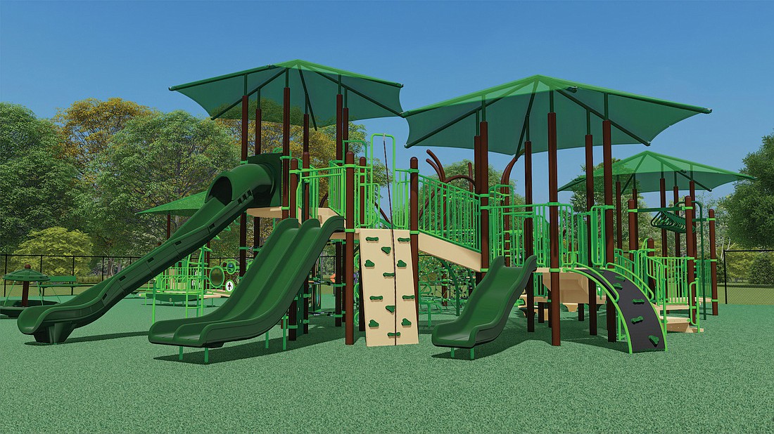 A rendering of the playground being built at Tom Bennett Park.