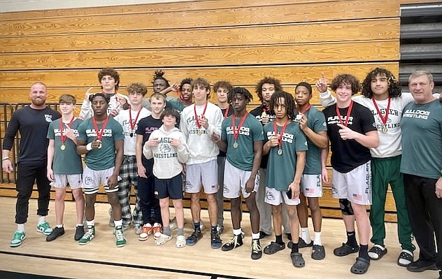The Flagler Palm Coast wrestling team won the Five Star Conference Championship at DeLand High School. Courtesy photo