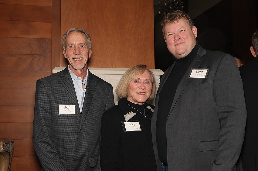Co-hosts Jeff Sebeika and Kay Aidlin with guest conductor Rune Bergmann