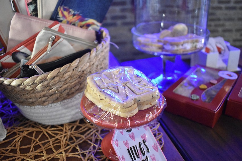 Dog treats at Lit Dog Treats are set out on display.