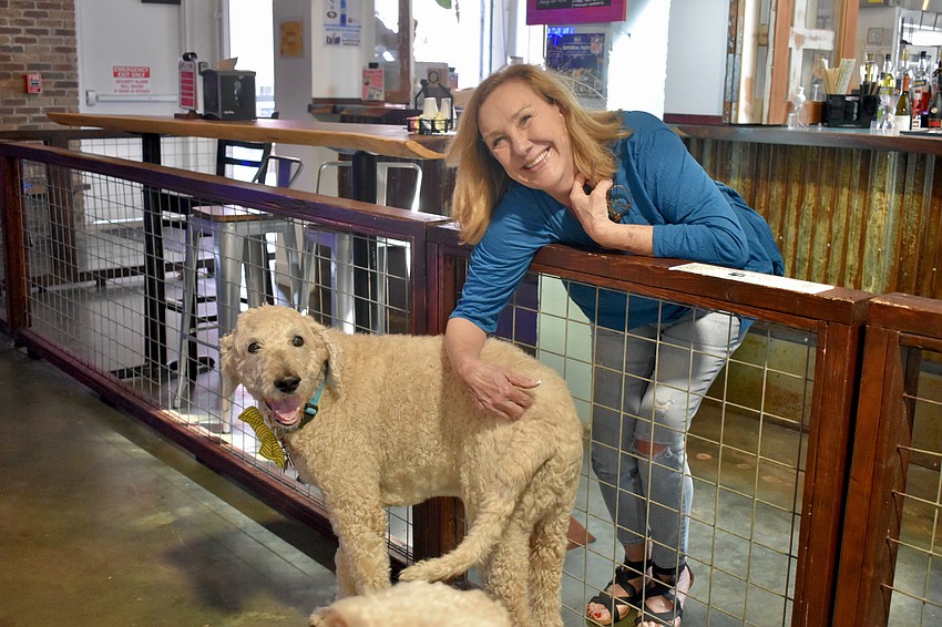 Alison Blair pets her granddog, Wembley.