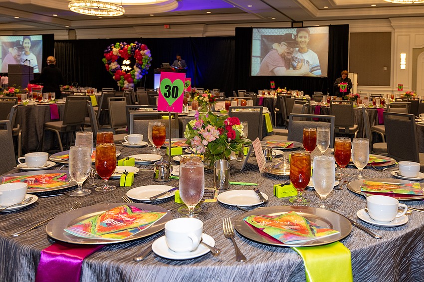 The ballroom sported bright colors for the luncheon.
