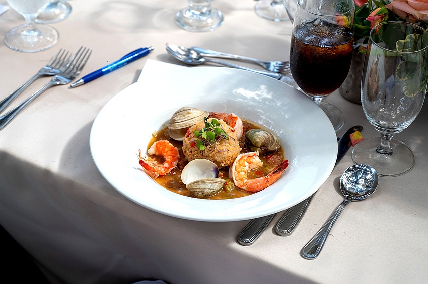 First course of the day is sun shrimp gumbo with Jo Island clams